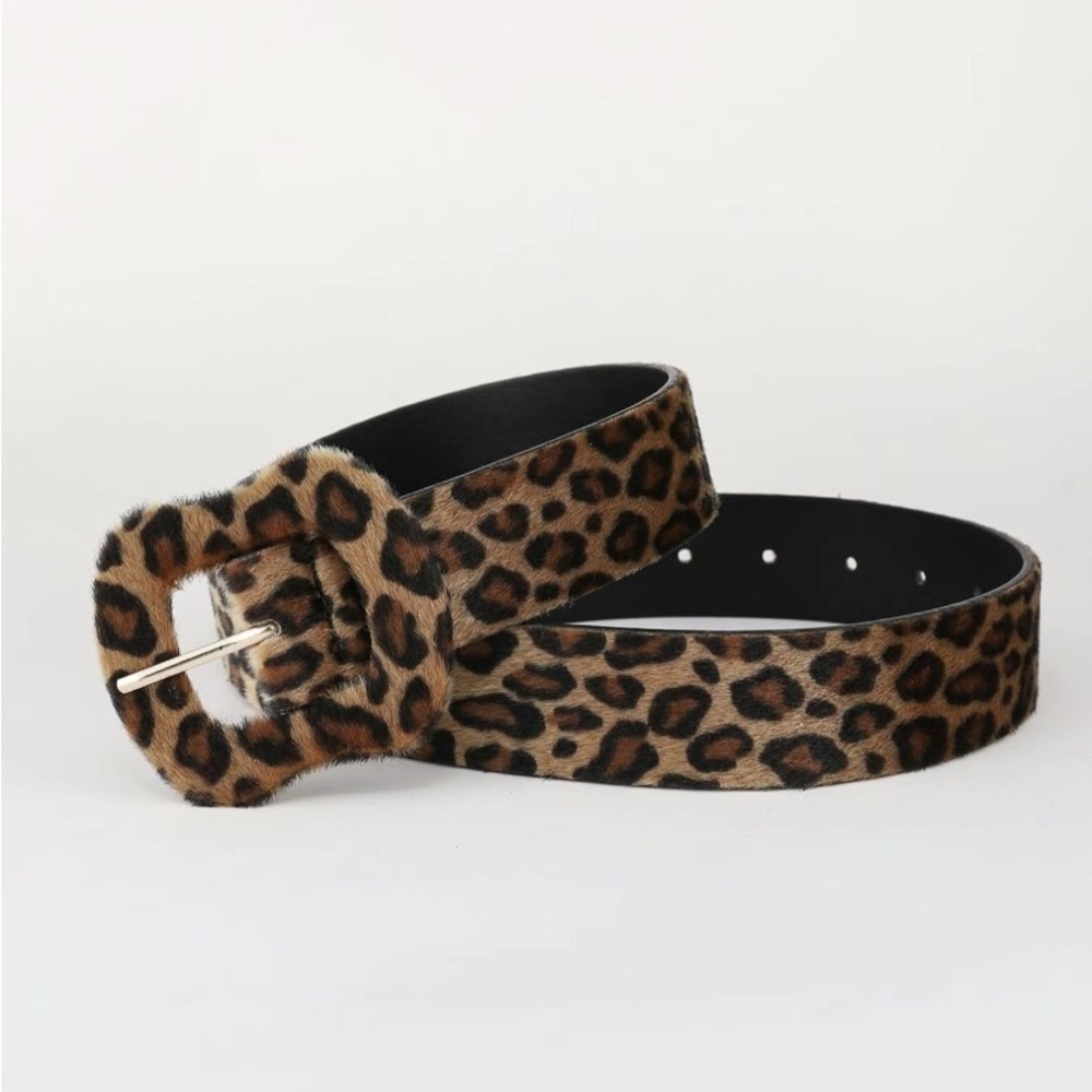 Leopard Print Belt Fashion Colorblock Leopard Print Plush Belt - Picture 3 of 4